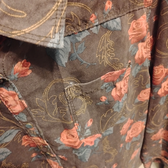 Floral Button Down Shirt - Brown and Orange - Picture 4 of 5